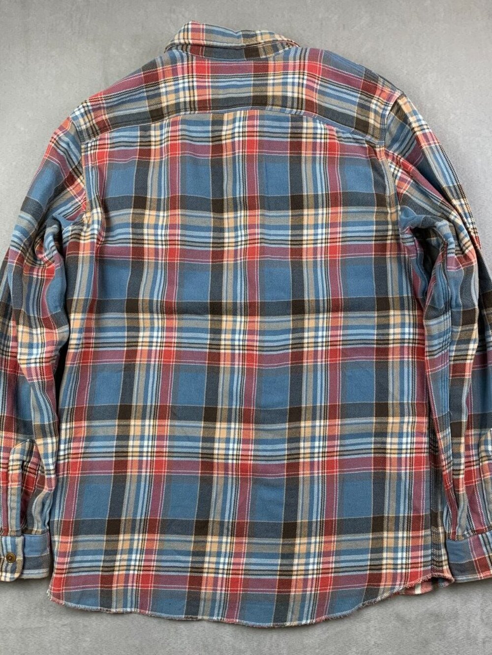 Ralph Lauren Polo Men Work Shirt Medium Blue Plaid Flannel Button Up Long Sleeve - Picture 8 of 8